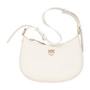 Pinko Mini Love Bag Half Moon i vit silke White, Dam