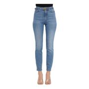 Pinko Vintage Medium Tvätt Skinny Jeans med Love Birds Broderi Blue, D...