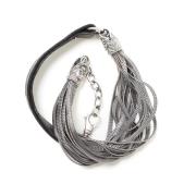 Emanuele Bicocchi Läder- och 925 silverarmband Gray, Unisex