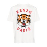 Kenzo Vita Tigertryck T-shirts och Polos White, Herr
