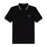 Fred Perry Slim Fit Twin Tipped Polo Black, Herr