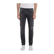 Replay Slim Fit Anbass Jeans i Svart Hyperflex Denim Gray, Herr