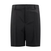 Valentino Svarta Ullshorts med Knappstängning Black, Herr