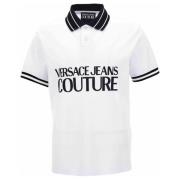 Versace Jeans Couture Logo R Bomull Piquet Polo T-Shirt White, Herr