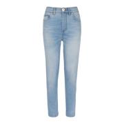 Balmain Faded denim slim fit jeans Blue, Dam