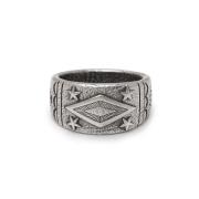 Nialaya Engraved Vintage Sterling Silver Ring Gray, Herr