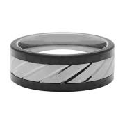 Nialaya Men's Titanium and Carbon Cable Ring Gray, Herr
