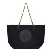 Tory Burch Ella Logo-Patch Väska Black, Dam