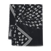 Alexander McQueen Lättvikts Halsduk med Skull Print Black, Herr