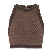 Balmain Mini monogram jacquard topp Brown, Dam