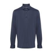 Fedeli Slim Fit Bomull Polo Skjorta Blue, Herr