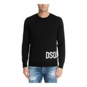 Dsquared2 Enfärgad Logo Tröja med Broderier Black, Herr