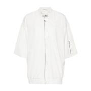 MM6 Maison Margiela Vit Ribbad Krage Jacka White, Dam