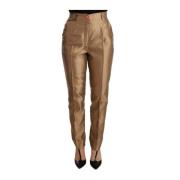 Dolce & Gabbana Stilfull Slim-Fit Guld Byxor Jeans Beige, Dam