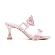 Manolo Blahnik Draperade rosa satin sandaler med juvelspännen Purple, ...