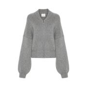 Khaite Räfflad Cashmere Cardigan Gray, Dam