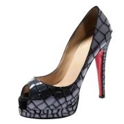 Christian Louboutin Pre-owned Pre-owned Satin klackskor Gray, Dam