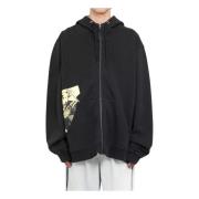 Maison Margiela Svart Snatched Print Sweatjacka Black, Herr