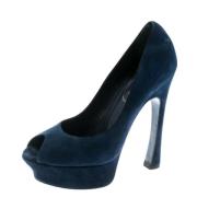 Yves Saint Laurent Vintage Pre-owned Mocka klackskor Blue, Dam