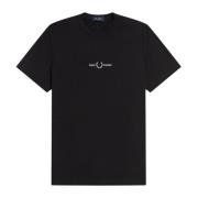 Fred Perry Broderad Logotyp T-Shirt Black, Herr