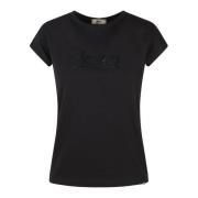 Herno Jersey T-shirt med Rhinestone Logo Black, Dam