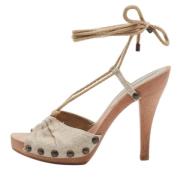 Stella McCartney Pre-owned Pre-owned Tyg sandaler Beige, Dam