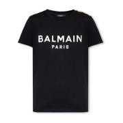 Balmain T-shirt med logotyp Black, Dam