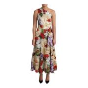 Dolce & Gabbana Blommig Silkesklänning Multicolor, Dam