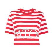 Patou Randig Logo Print Top Red, Dam