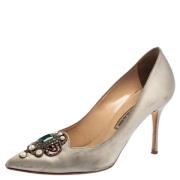 Manolo Blahnik Pre-owned Pre-owned Satin klackskor Gray, Dam