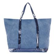 Vanessa Bruno Blå Paljett Linne Shopper Blue, Dam