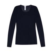 Hanro Long-sleeved silk top Black, Dam