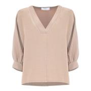 Kocca Elegant Blus med Puffärmar Beige, Dam