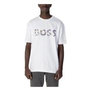 Hugo Boss Vit Tryckt T-Shirt - Korta ärmar White, Herr