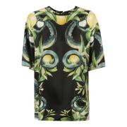 Roberto Cavalli Svarta T-shirts och Polos med Limoni Foulard Black, Da...