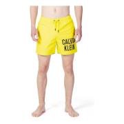 Calvin Klein Jeans Gula Tryckta Badshorts med Snörning Yellow, Herr