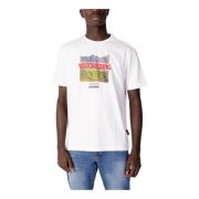 Napapijri Vit Tryck Rund Hals T-Shirt White, Herr