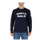 North Sails Blå Långärmad Rundhalsad Sweatshirt Blue, Herr