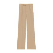 Saint Laurent Vida ullbyxor med vida ben Beige, Dam