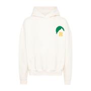 Rhude Ivory Bomull Jersey Hoodie med Grafisk Logo Print White, Herr