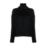 Saint Laurent Svart Mohair Loose-Fit Tröja Black, Dam