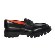 Santoni Svart Penny Loafer med Rund Tå Black, Dam