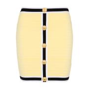 Balmain Kort stickad kjol med knappar Yellow, Dam