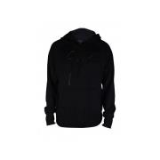 Giuseppe Zanotti Svart Sweatshirt med Kristallprydd Logotyp Black, Her...