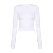 Wardrobe.nyc Vit Stretch-Jersey Crew Neck T-Shirt White, Dam