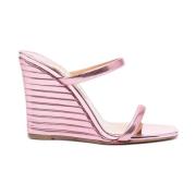 Aquazzura Rosa Metalliska Kilklackssandaler Pink, Dam