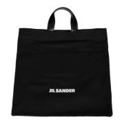 Jil Sander Svart Läder Trim Tote Väska Black, Herr