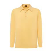 Kiton Gul långärmad bomullspolo Yellow, Herr