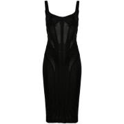 Mugler Svart Korsettstil Klänning Black, Dam