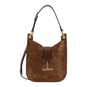 Tom Ford Metall Monogram Mocka Skulderremsväska Brown, Dam